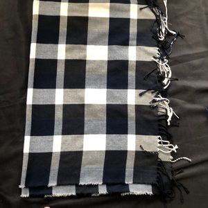 Navy and white plaid wrap scarf.  Extra warmth